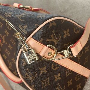 Louis Vuitton Monogram Shoulder Bag with Black and Tan Accents